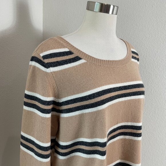 Soft Surroundings XL Cashmere Shayna Metallic Striped Sweater Knit Top - Picture 4 of 12